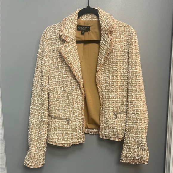 Laundry By Shelli Segal Jackets & Blazers - Laundry by Shelli Segal Women's Beige Tweed Blazer